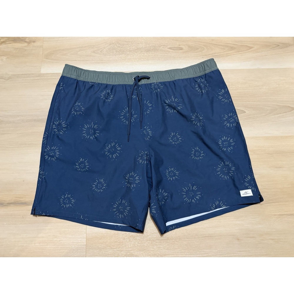 O'Neill Swim Trunks Mens Size XXL Blue Green Shorts Lined Hyperdry Stretch